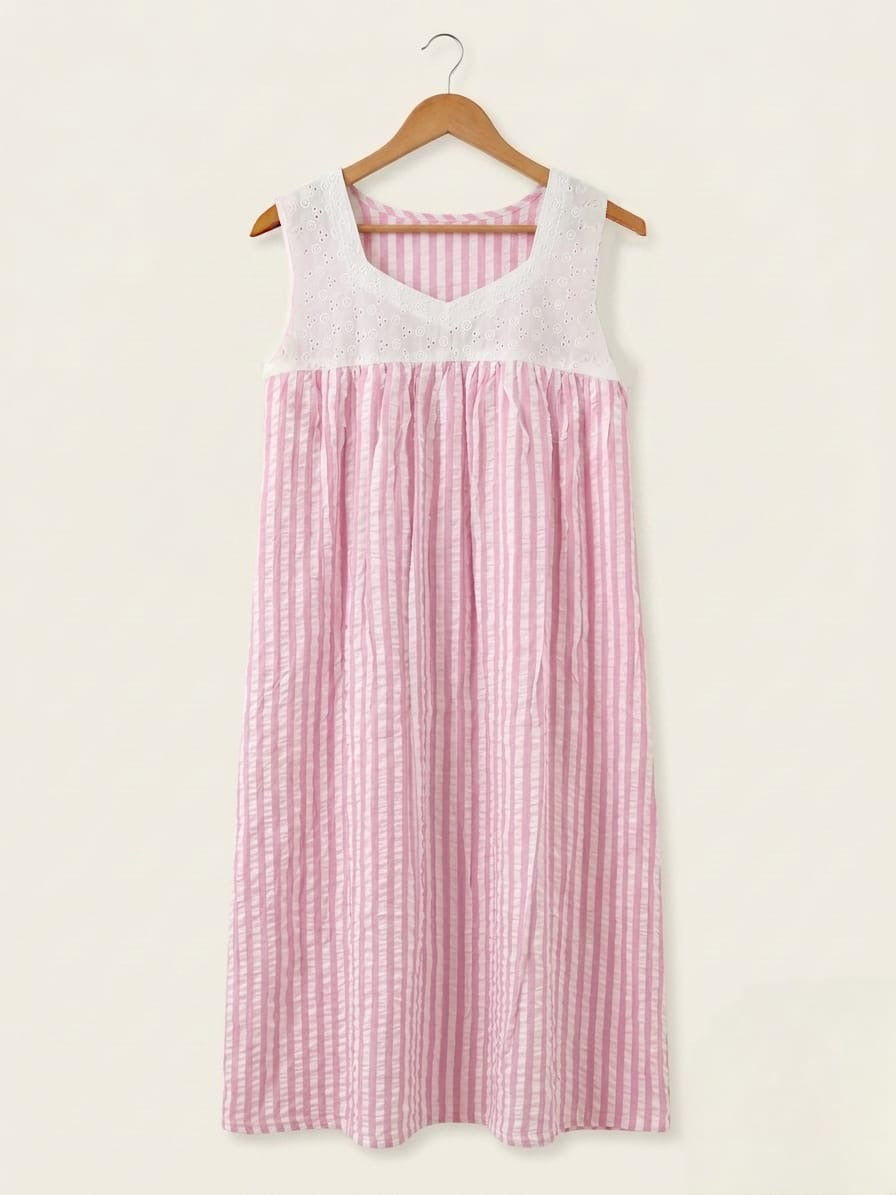 DS213 HAKOBAYOKE on light pink stripe dress