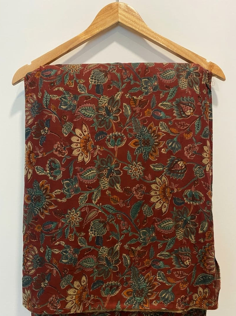 FBR117 Floral design on red cotton fabric