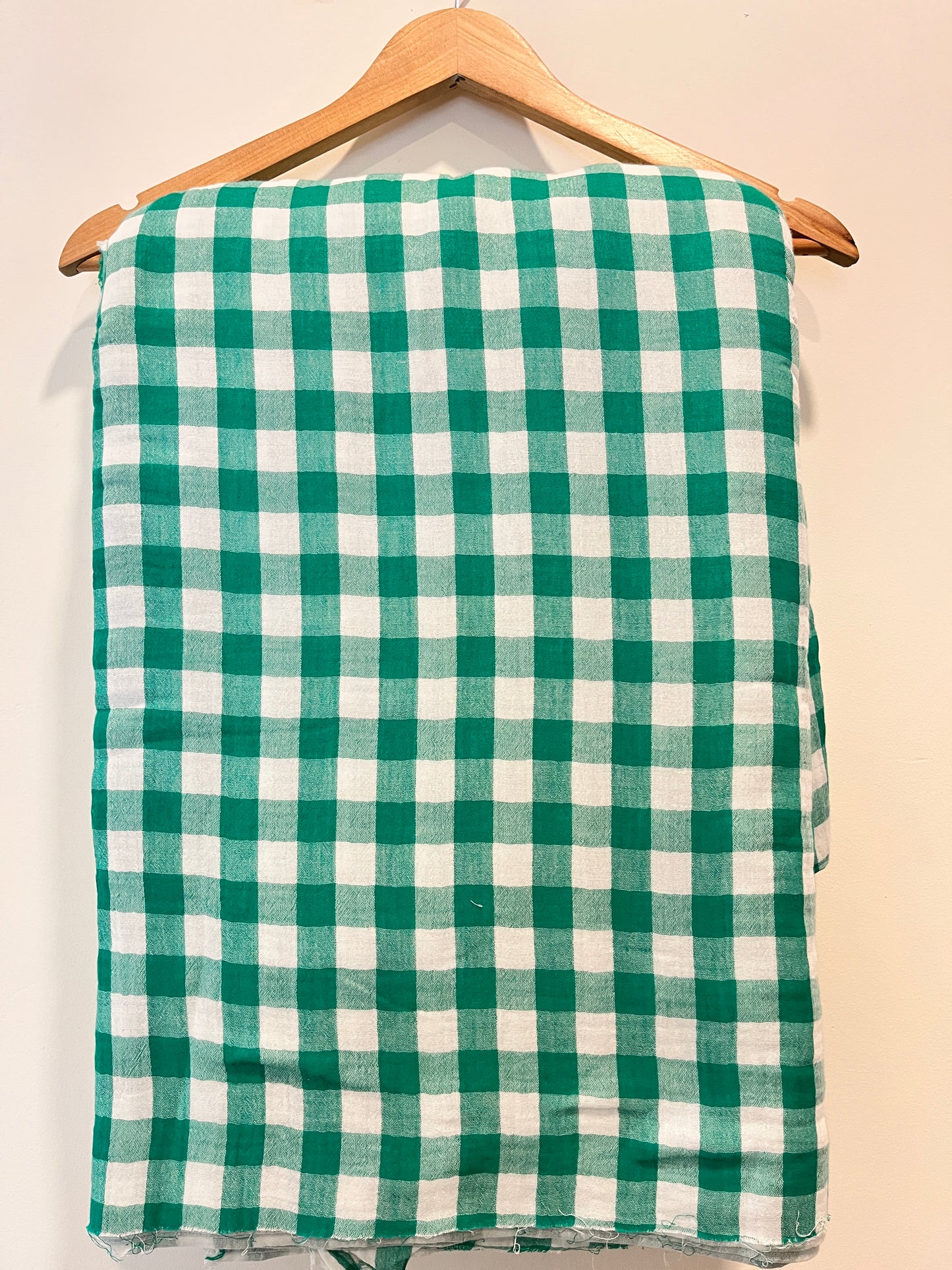 FBR76 Green and white double gauze muslin check fabric