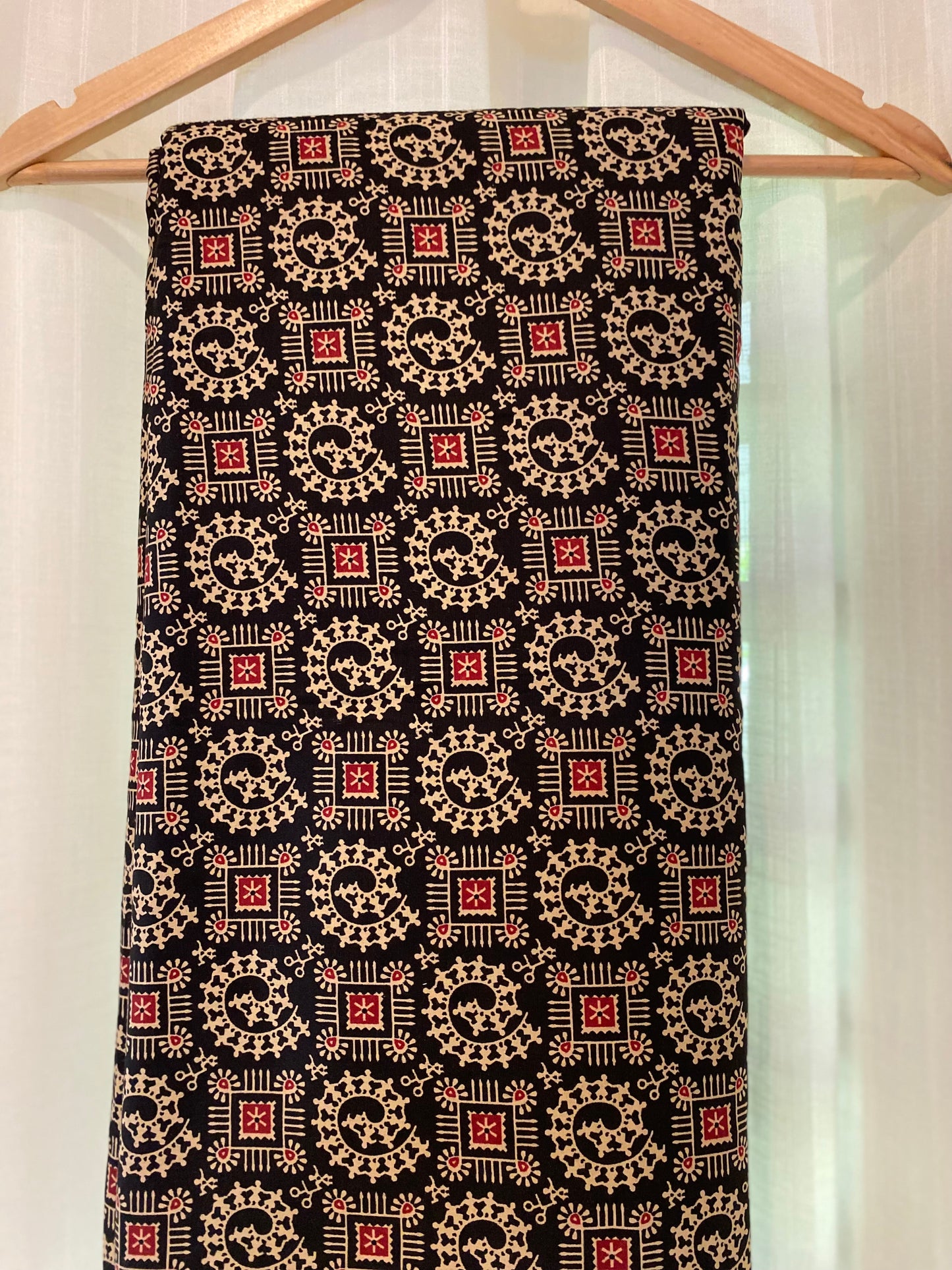 FBR028 Black AjrakhPrint-Blended Cotton Fabric