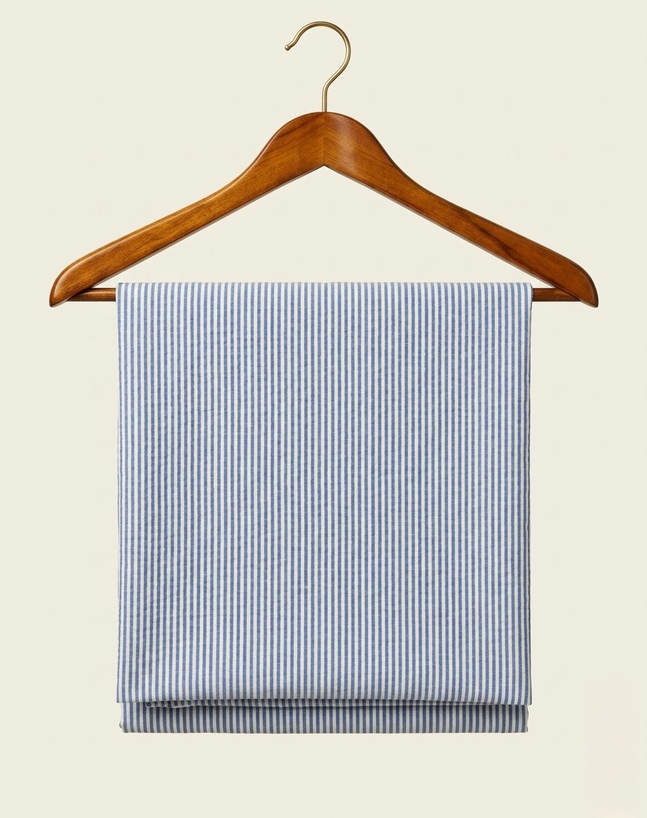 FBR73 Blue Stripe Seersucker Cotton Fabric
