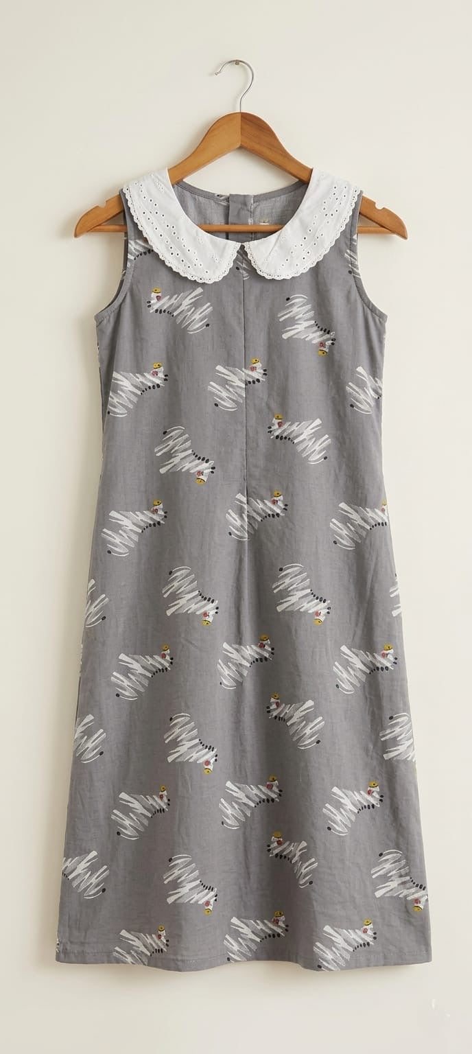 DS166 zebra print Peter Pan collar dress