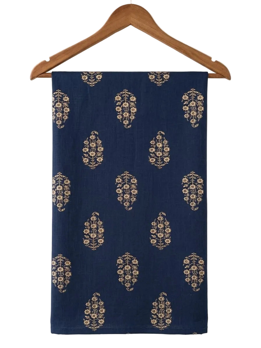 FBR157 Tree print on navy blue cotton fabric