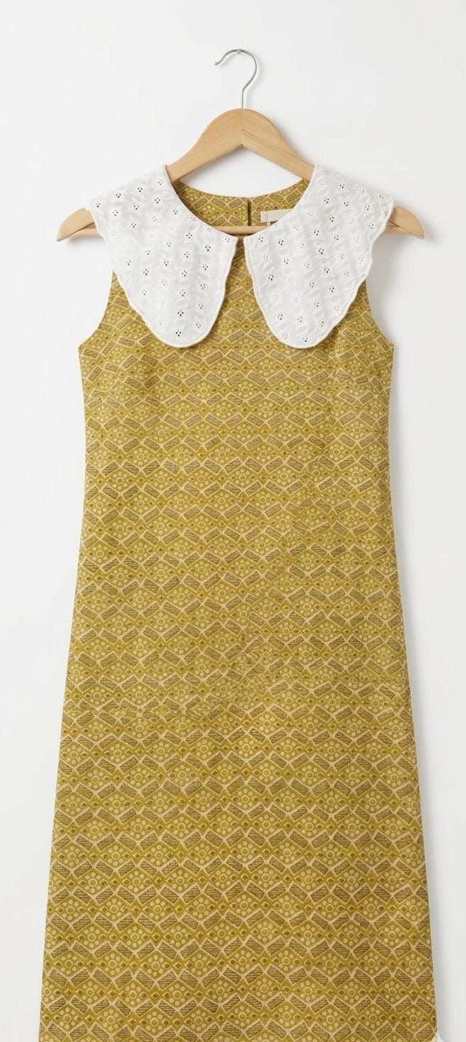 DS162 Yellow hakoba collar dress