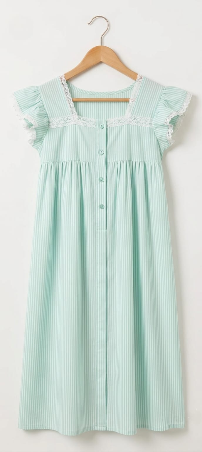 DS186 light green stripe openable dress