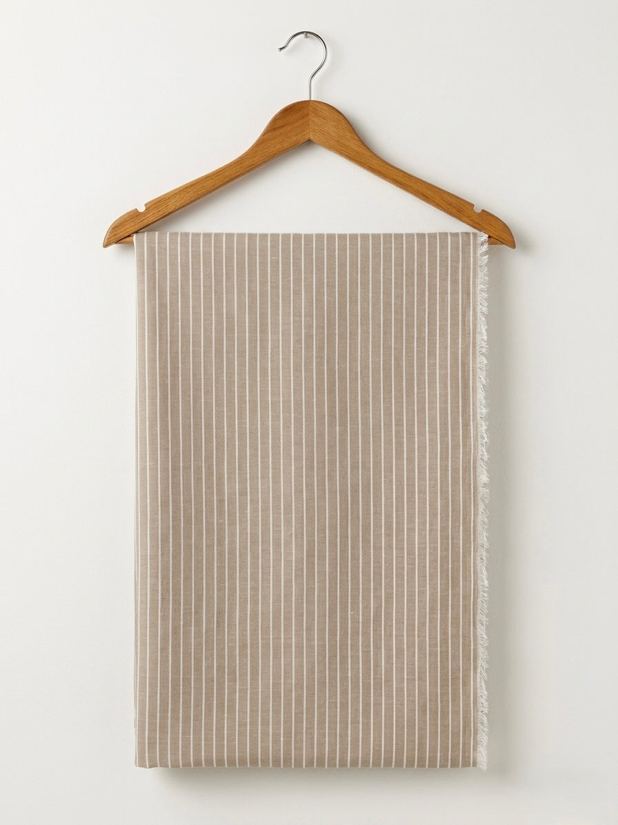 FBR88 Light Brownish cream stripe double gauze muslin fabric
