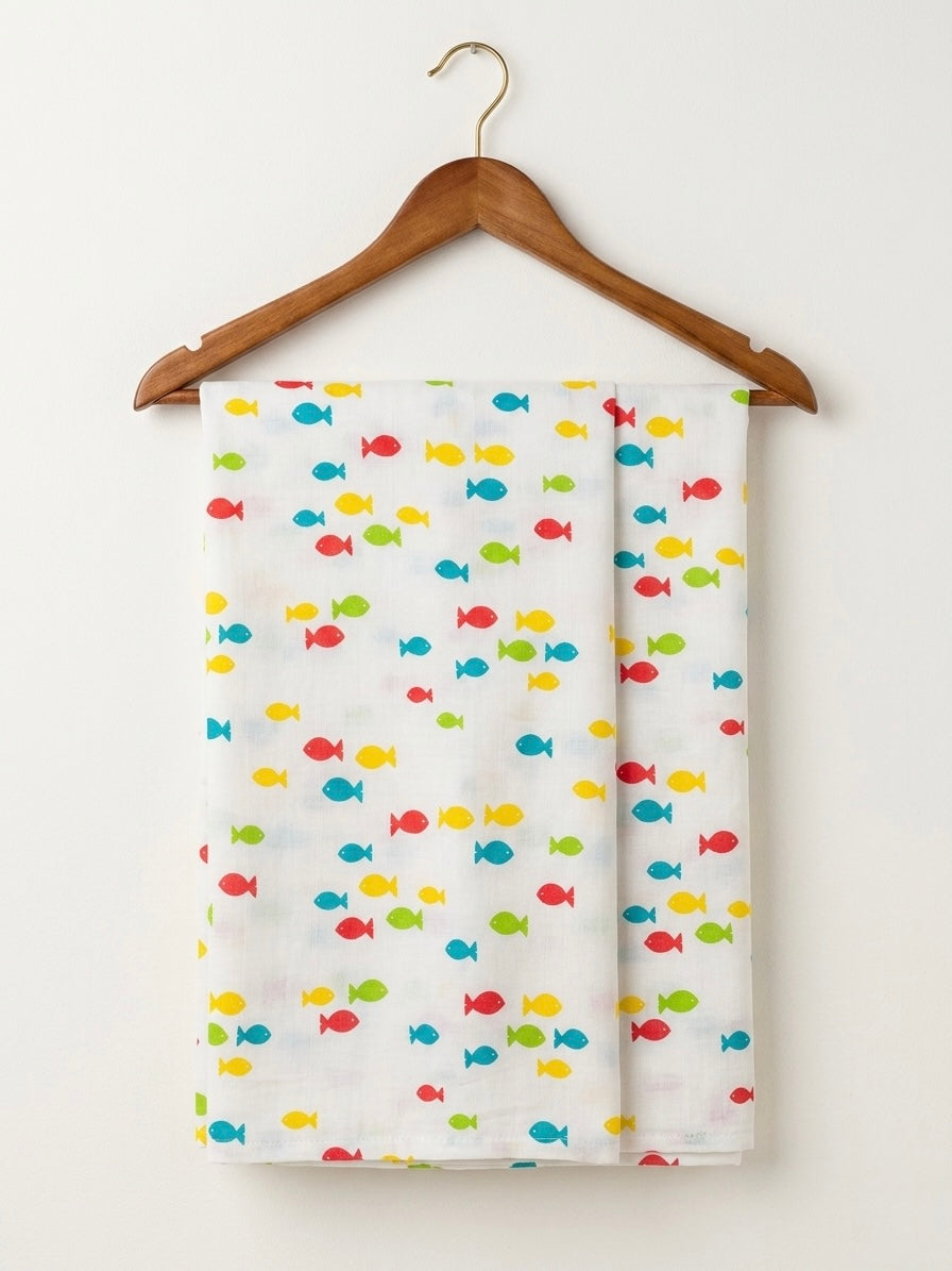 FBR110 Fish print double gauze muslin fabric