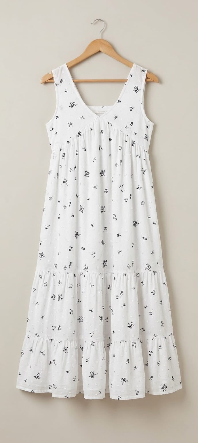 DS176 Alia cut v-neck dress on small flower design dress