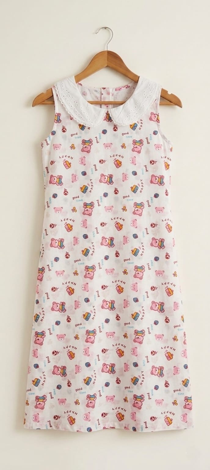 DS172 baby print -Peter Pan collar dress