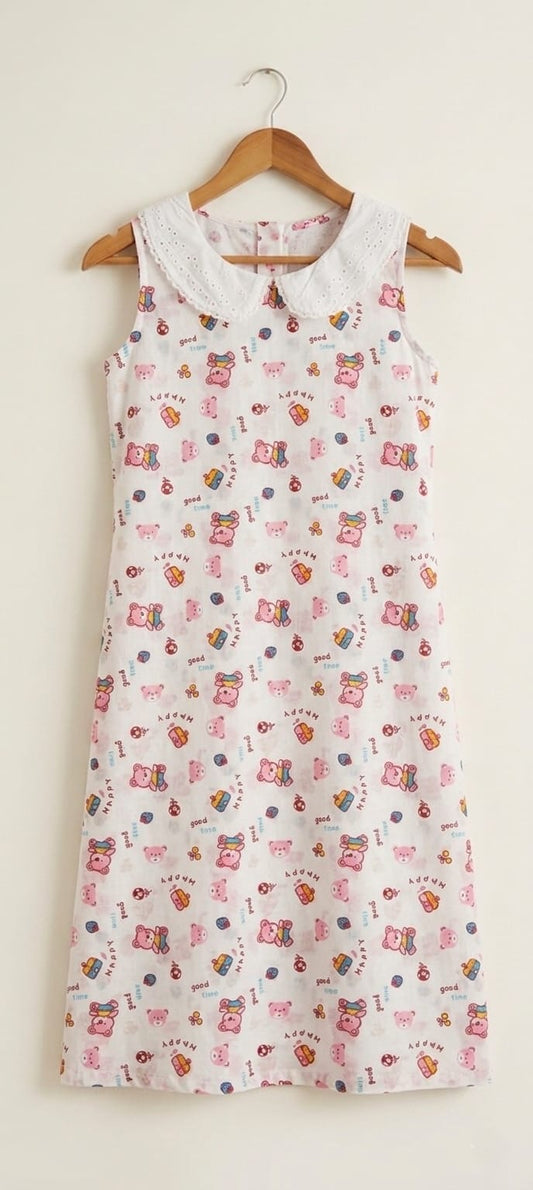 DS172 baby print -Peter Pan collar dress