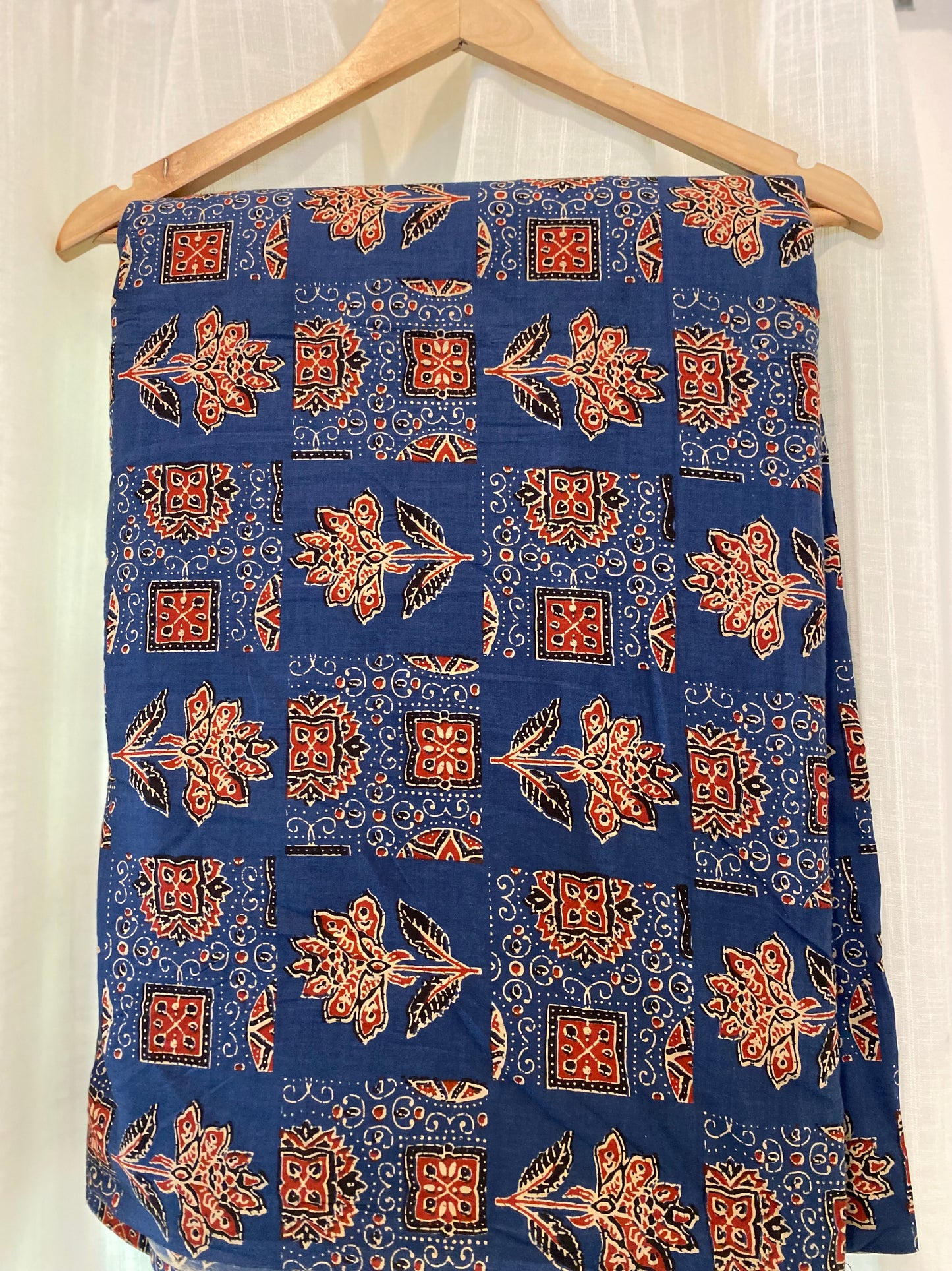 FBR032 Blue-SquareDesign-Cotton Fabric