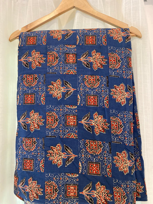 FBR032 Blue-SquareDesign-Cotton Fabric