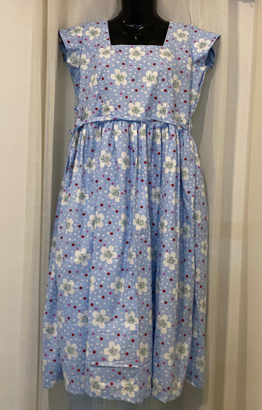 DS63 Square neck blue floral dress