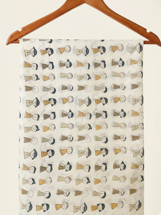 FBR122 Kids print on white cotton fabric