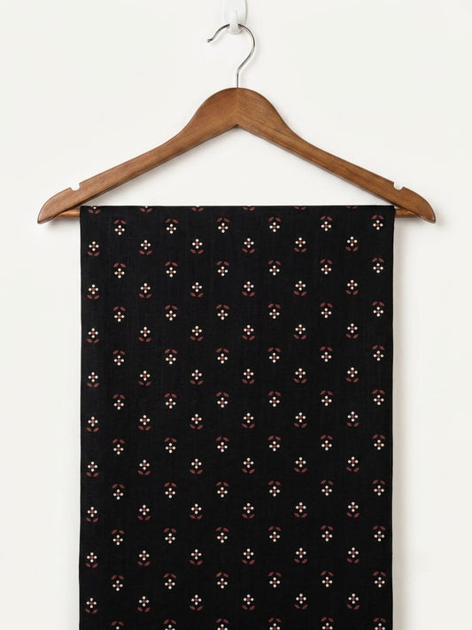 FBR138 flower print on brownish black cotton fabric