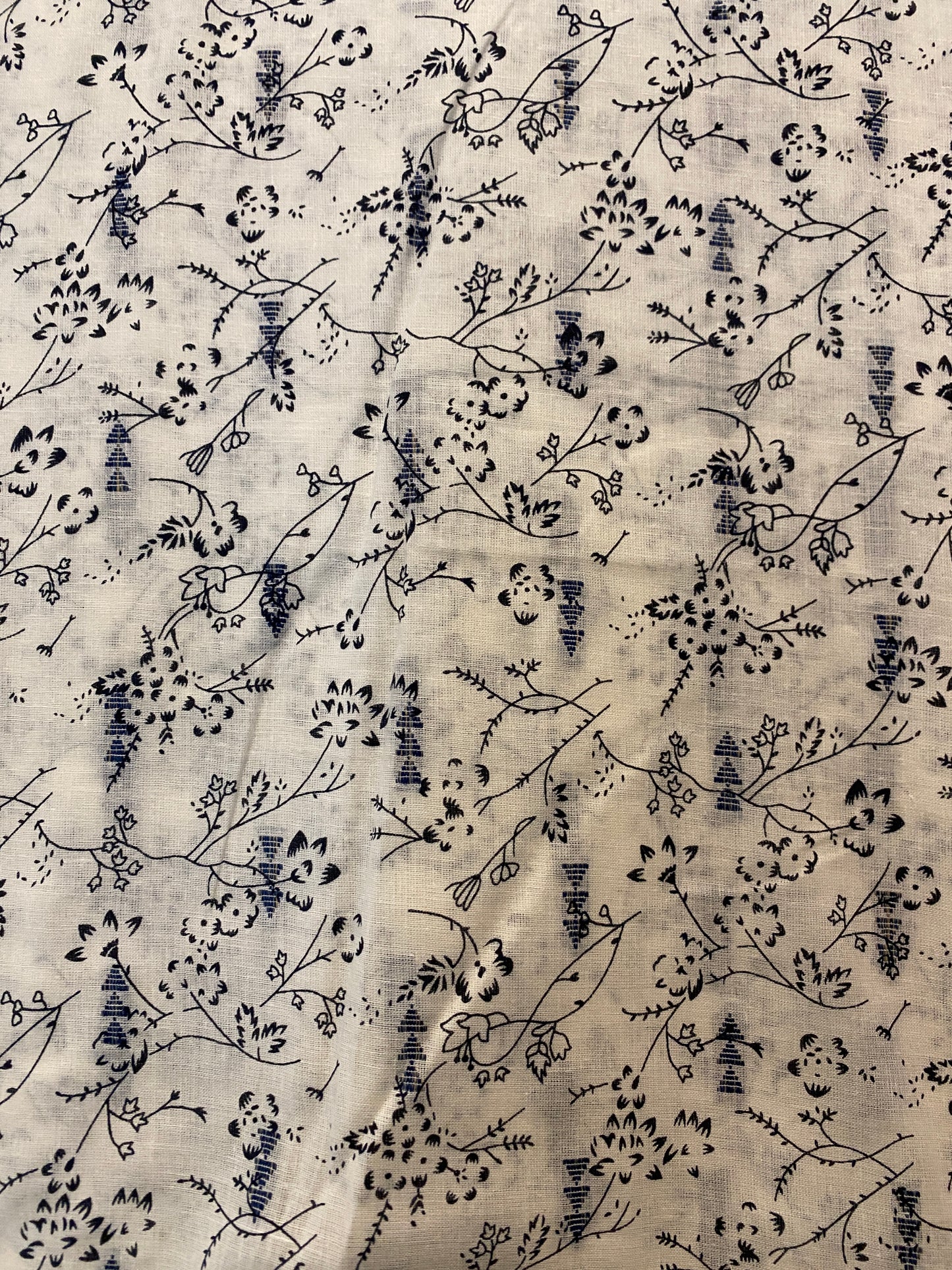 FBR068 Black print with embroidery on white cotton fabric