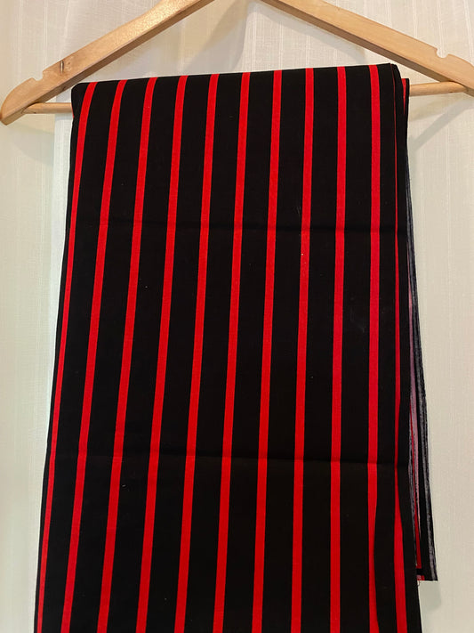 FBR023 Black&Red-Striped-Cotton Fabric