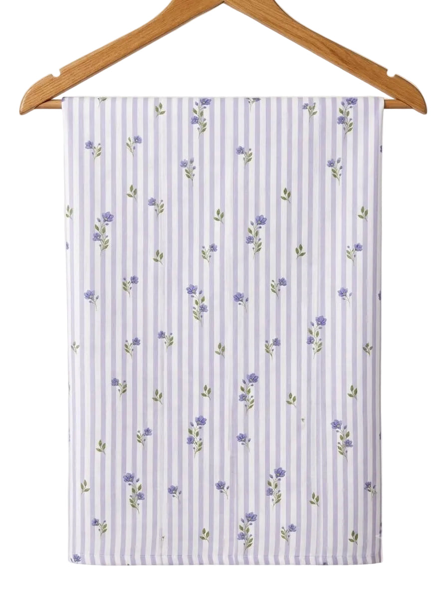 FBR162 Flower print on Lavender linen fabric