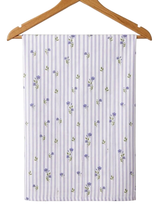 FBR162 Flower print on Lavender linen fabric