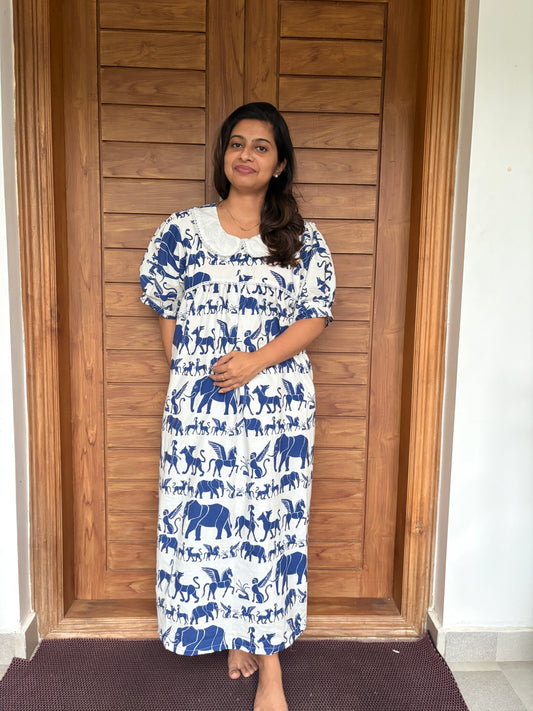 DS26 Hakoba PeterPanCollar -Elephant Print -Dress