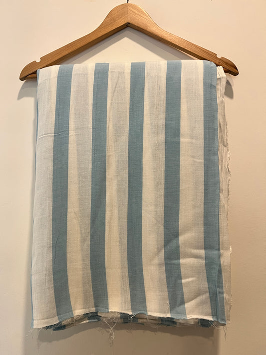 FBR77 Blue and white big stripe double gauze muslin fabric