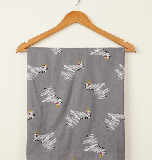 FBR116 Zebra print on grey cotton fabric