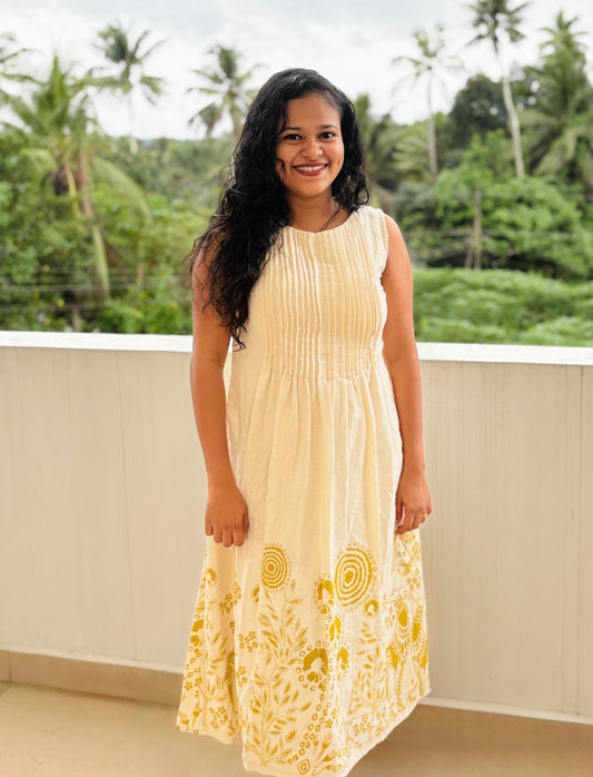 DS07 Pintuck With Bottom Design Cotton Dress