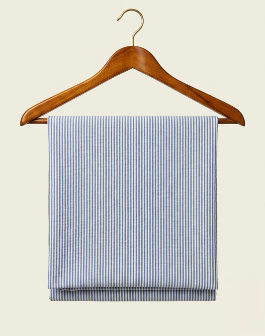 FBR73 Blue Stripe Seersucker Cotton Fabric