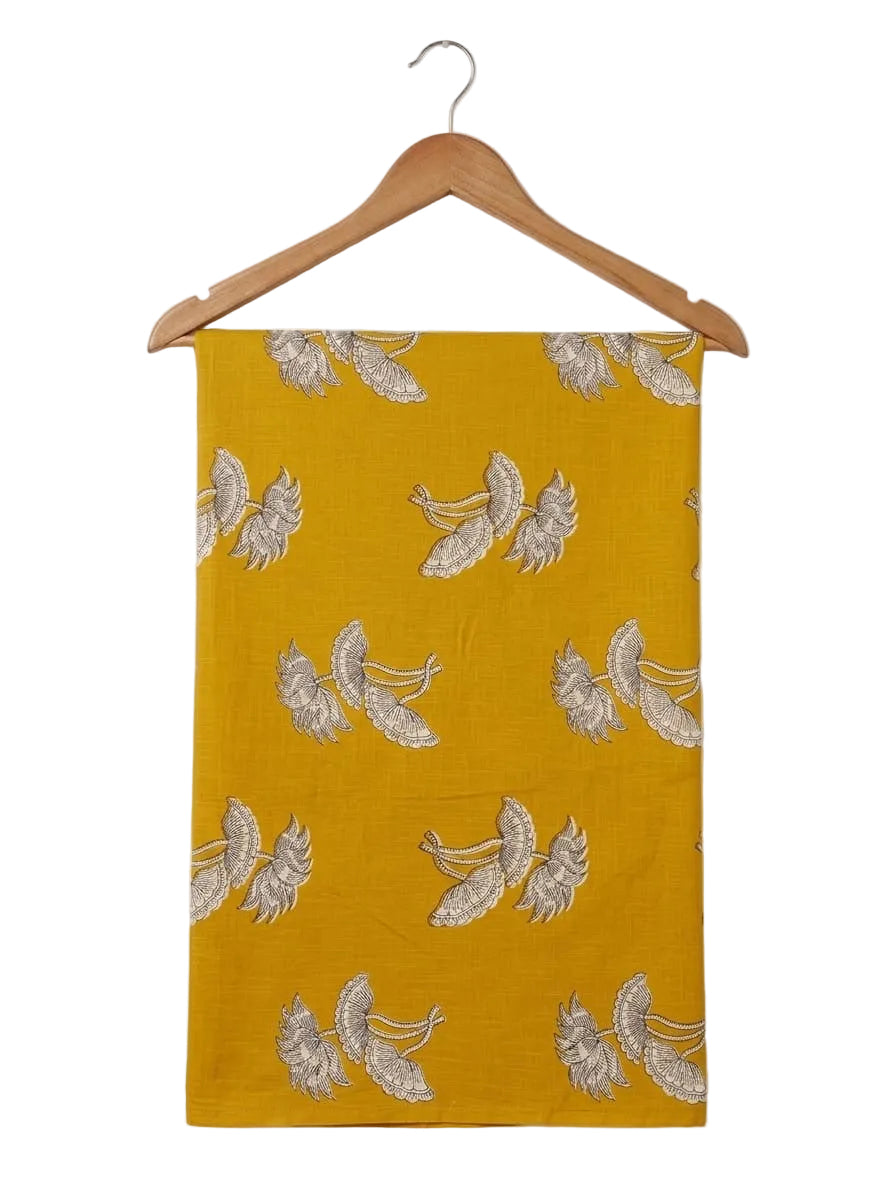 FBR159 Big Flower design on yellow cotton fabric