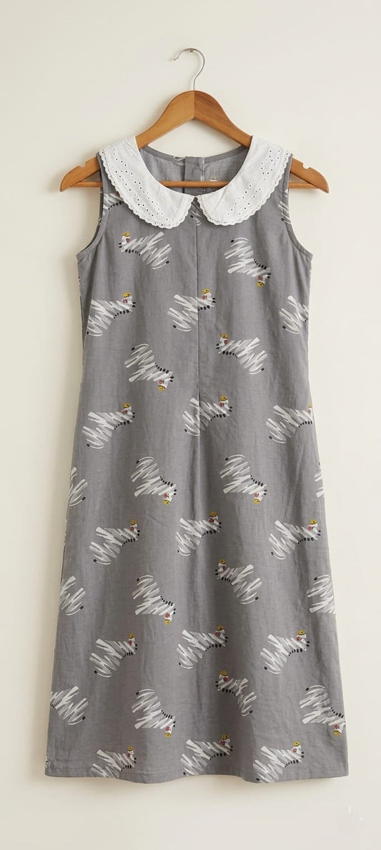 DS166 zebra print Peter Pan collar dress