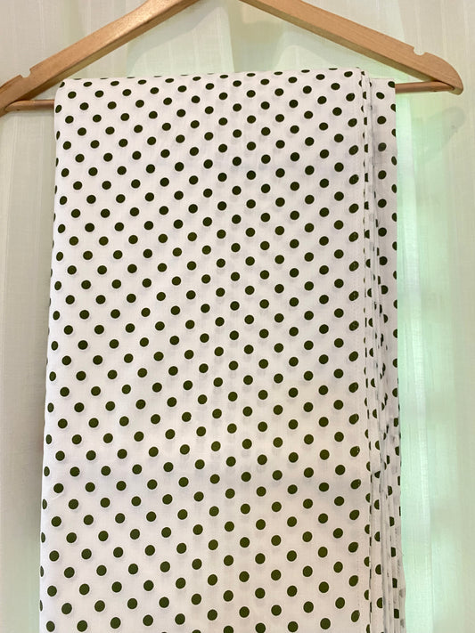 FBR022 White&Green-Polkadot-Fabric