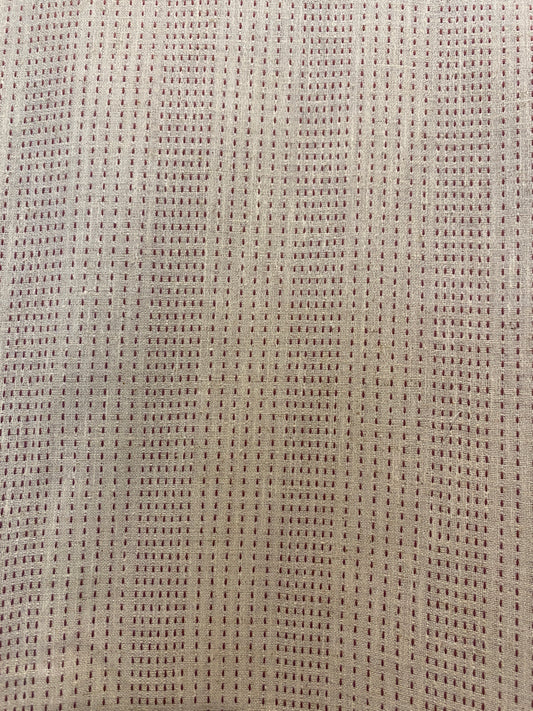 FBR065 Red thread work on cream cotton fabric