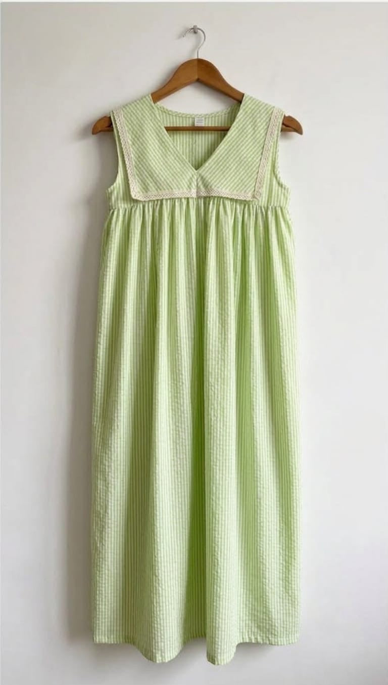 DS210 FLAPCOLLAR on pastel green dress