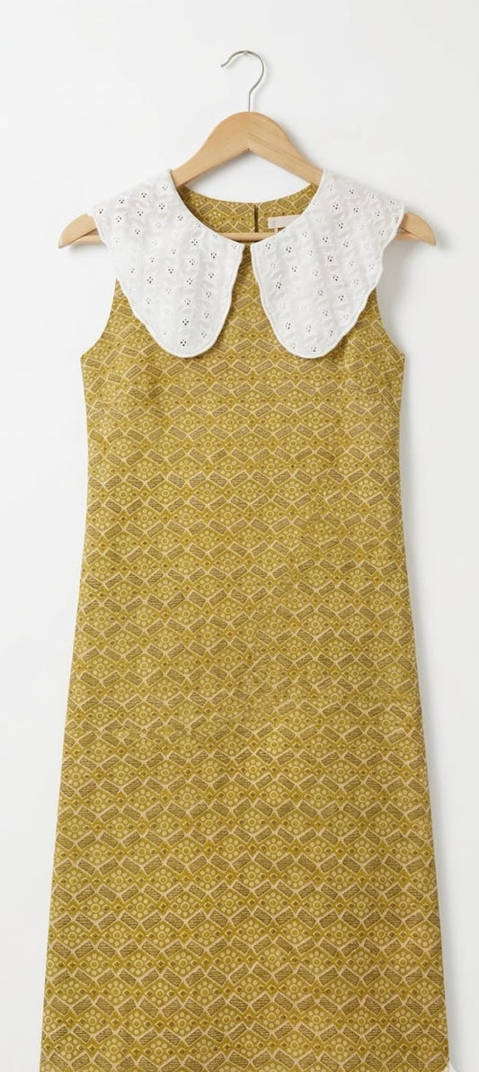 DS162 Yellow hakoba collar dress
