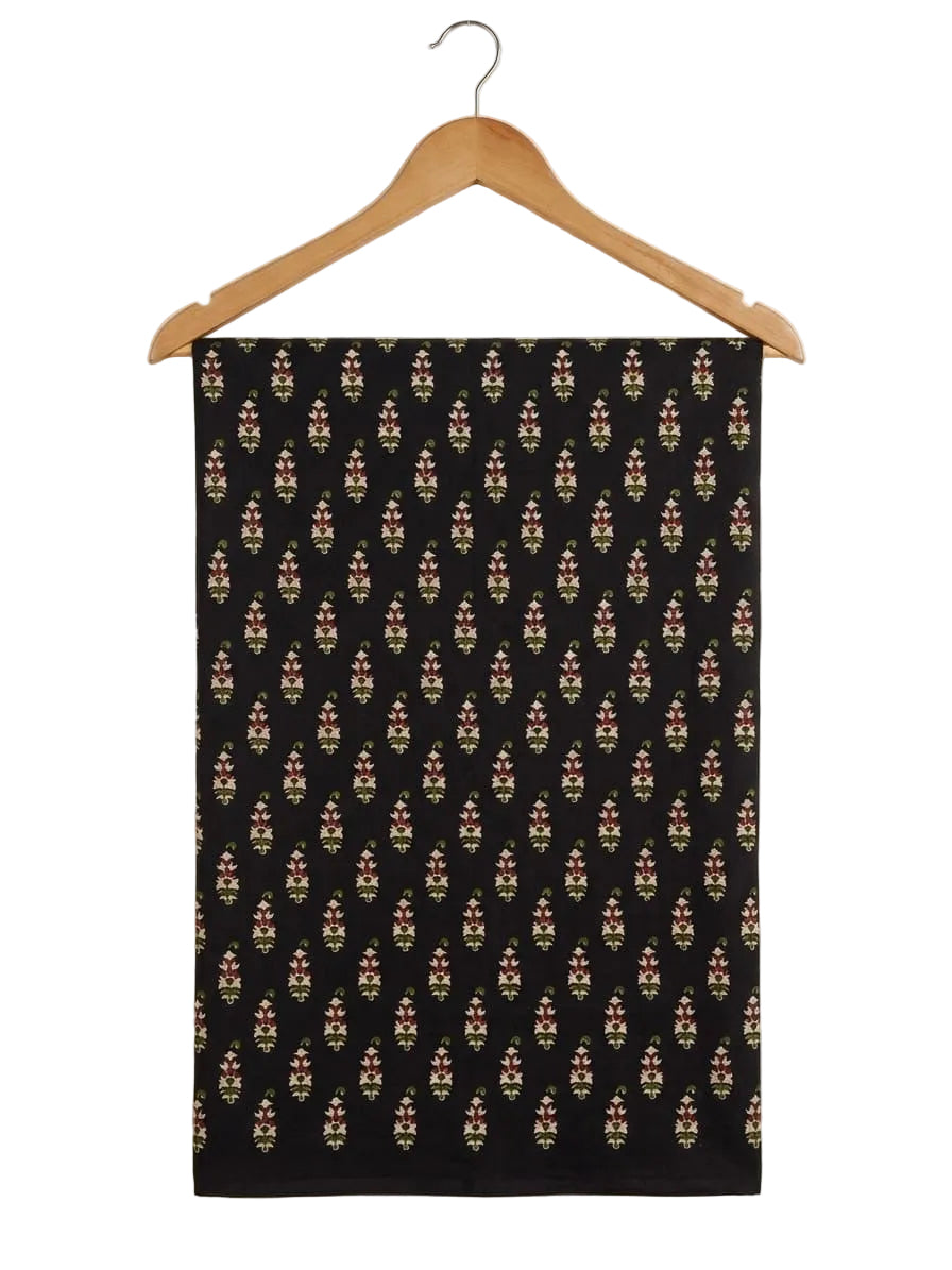 FBR158 Small prints on brownish black cotton fabric