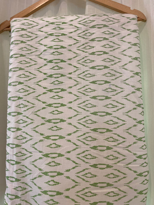 FBR030 White&GreenDesign-Cotton Fabric