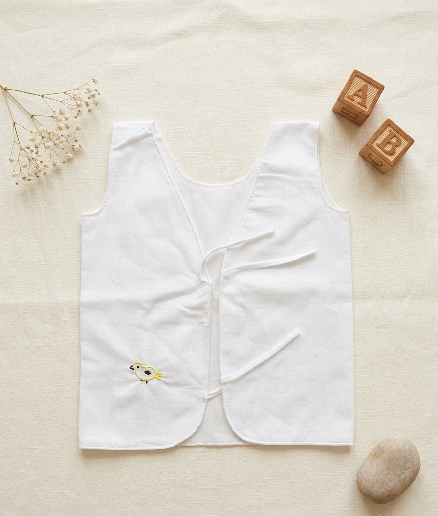 Newborn Kettudup with front open in soft Mul cotton with Hand embroidery (Pack of 5)