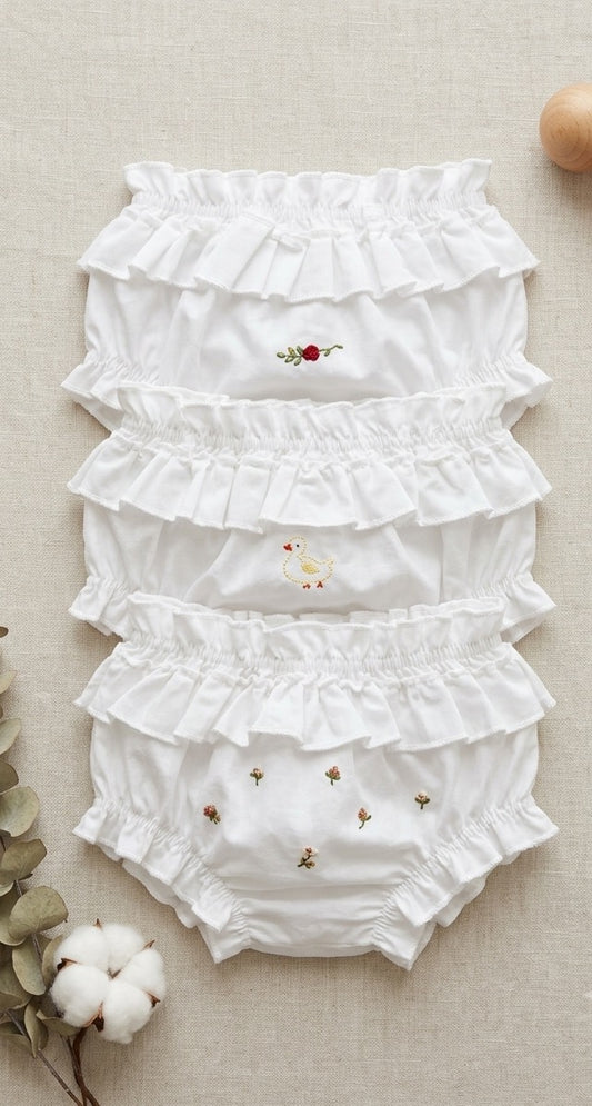 Newborn Bloomers with small hand embroidery (Pack of 3)