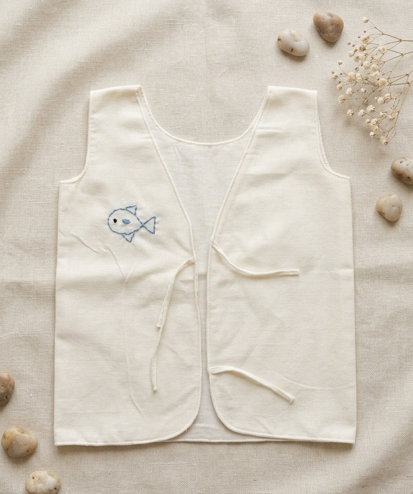Newborn Kettudup with front open in soft Mul cotton with Hand embroidery (Pack of 5)