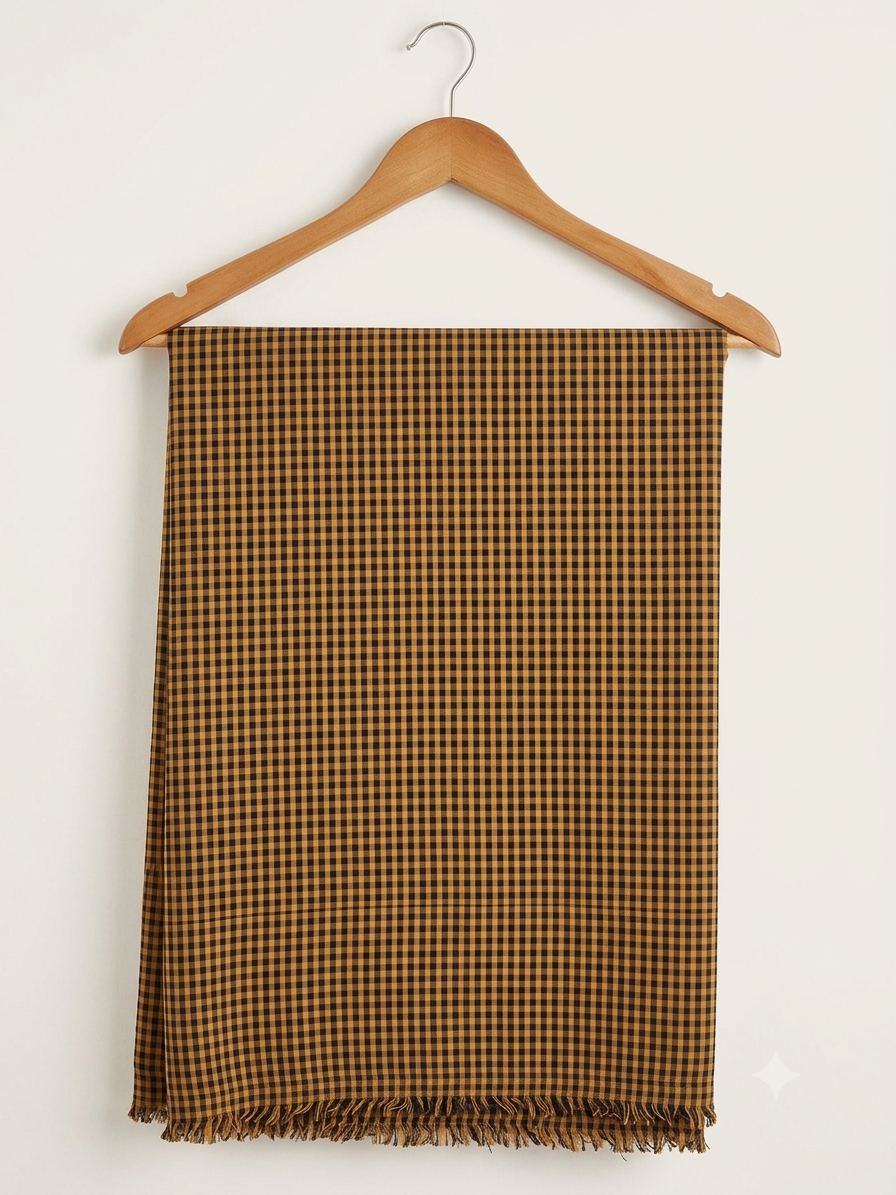 FBR145 Brown check seersucker fabric