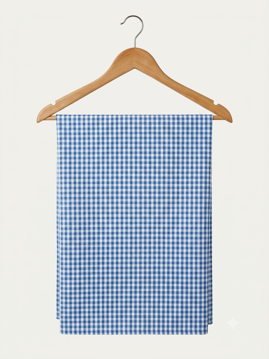 FBR146 Blue and white checks seersucker fabric