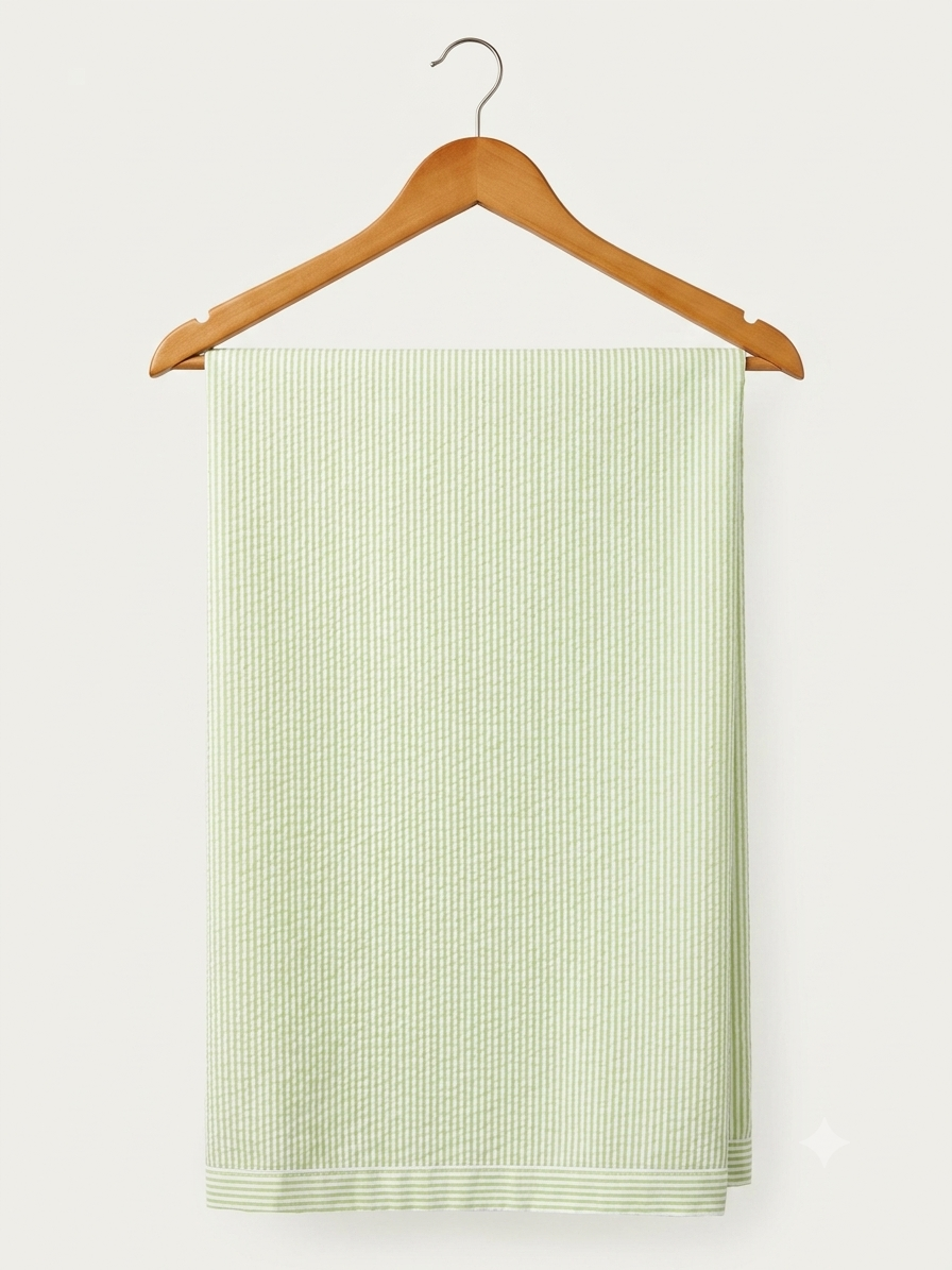 FBR147 Light green stripes seersucker fabric
