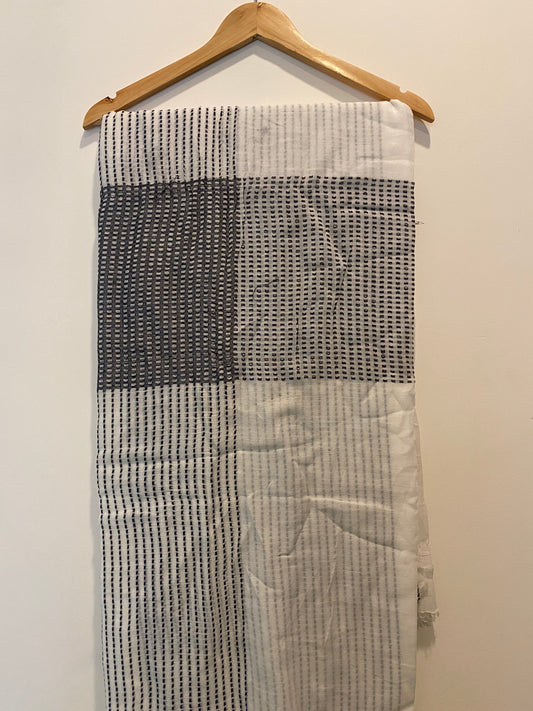 FBR061 Grey Premium Seersucker cross panel lines fabric