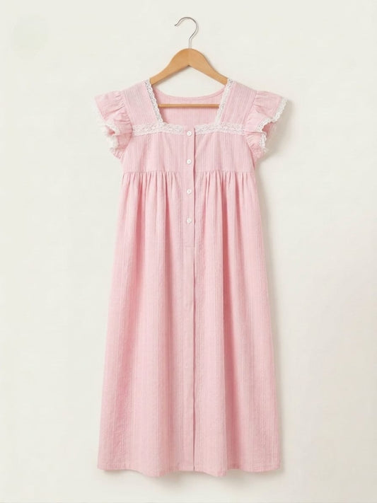 DS185 Pink lace dress with openable buttons