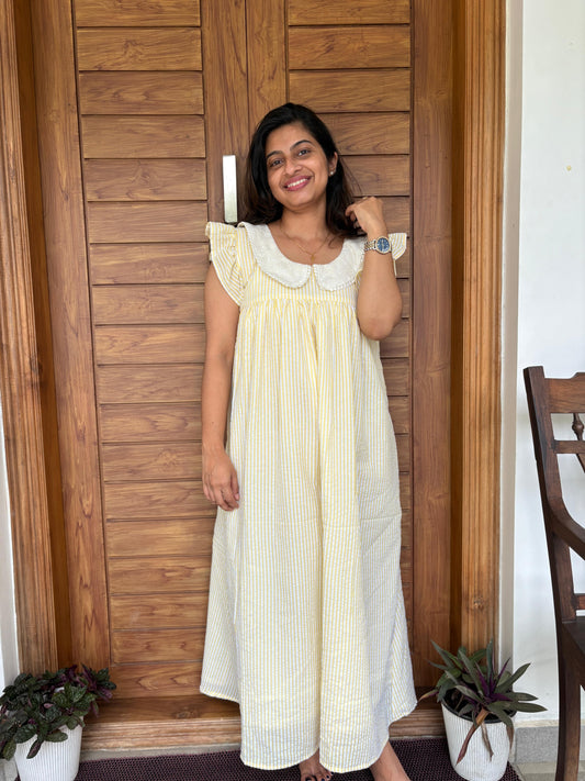 DS13 Hakoba Peter Pan Collar Premium Seersucker cotton Dress