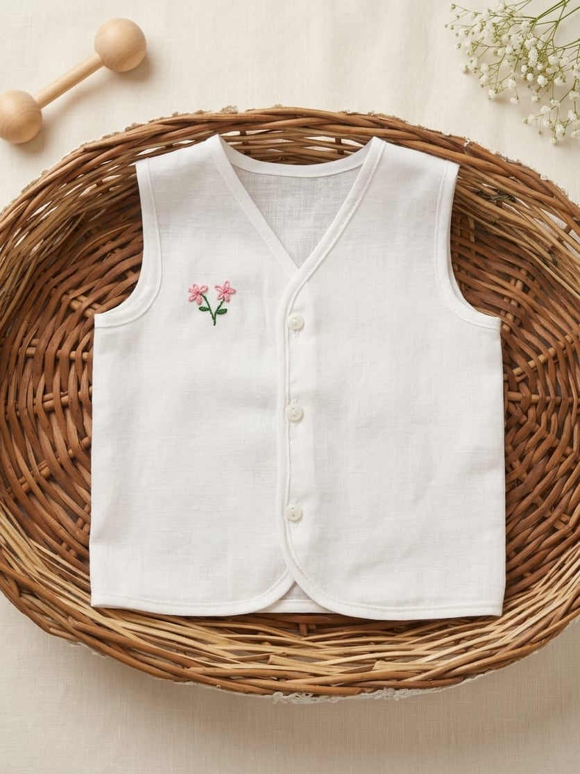 Newborn Jablas with front open buttons and embroidery highlights (Pack of 5)