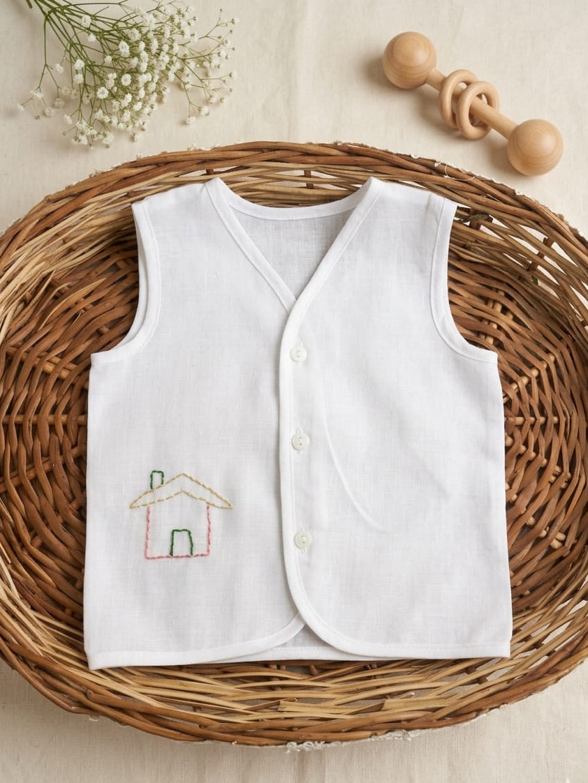 Newborn Jablas with front open buttons and embroidery highlights (Pack of 5)