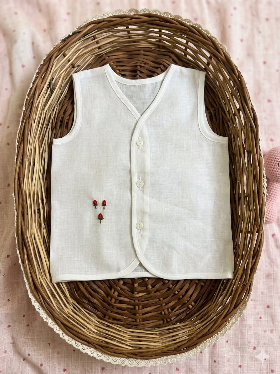 Newborn Jablas with front open buttons and embroidery highlights (Pack of 5)