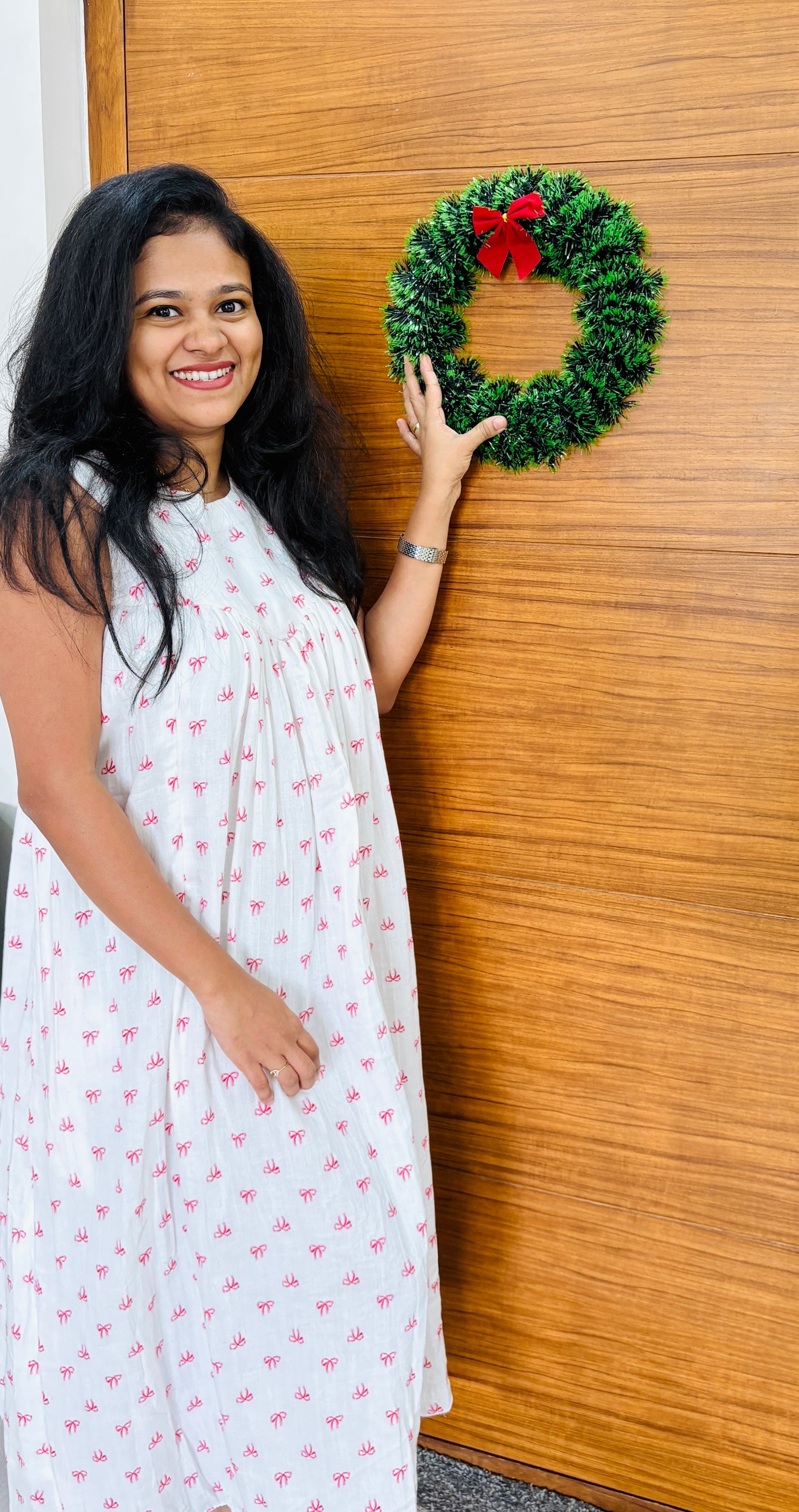 DS75 Double gauze muslin white ribbon dress 1