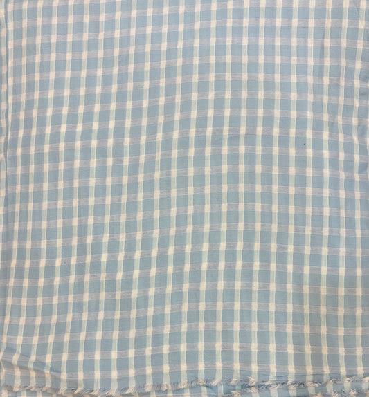 FBR75 Blue checks Double Gauze muslin fabric